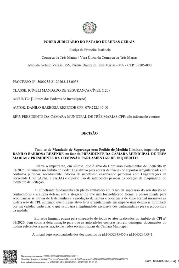 5000955 21.2026.8.13.0058 1774976926703 54335 decisao nega liminar page 0002